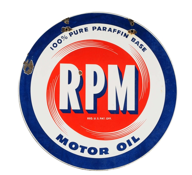 RPM MOTOR OIL PORCELAIN SIGN. 