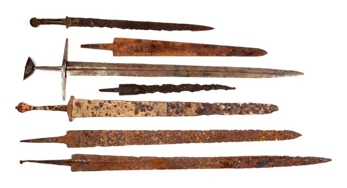 LOT OF 13: MEDIEVAL EDGE WEAPONS.