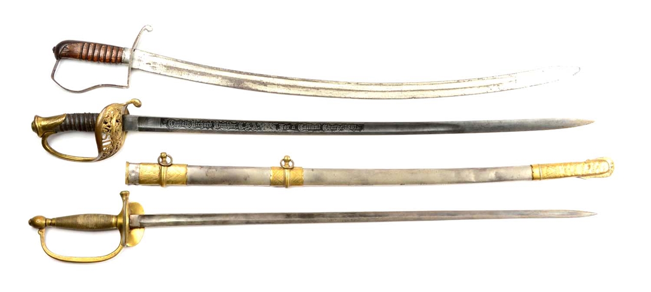 LOT OF 3: 19TH CENTURY AMERICAN SWORDS.