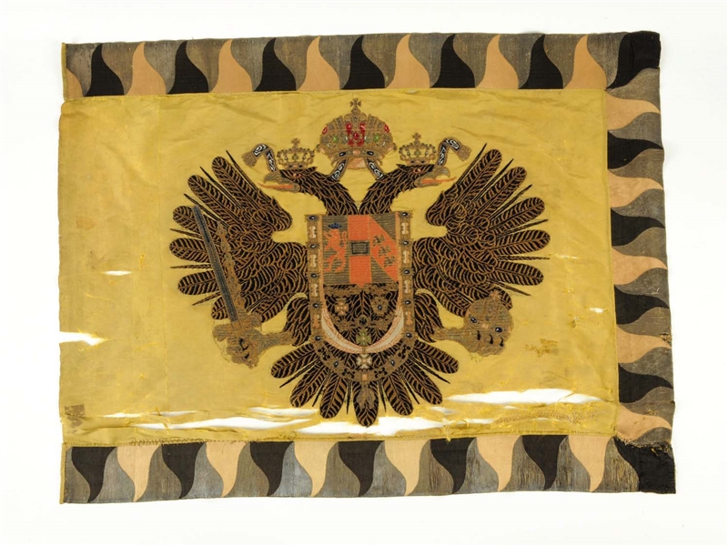 AN EXTREMELY RARE IMPERIAL EMBROIDERED RUSSIAN FLAG. 