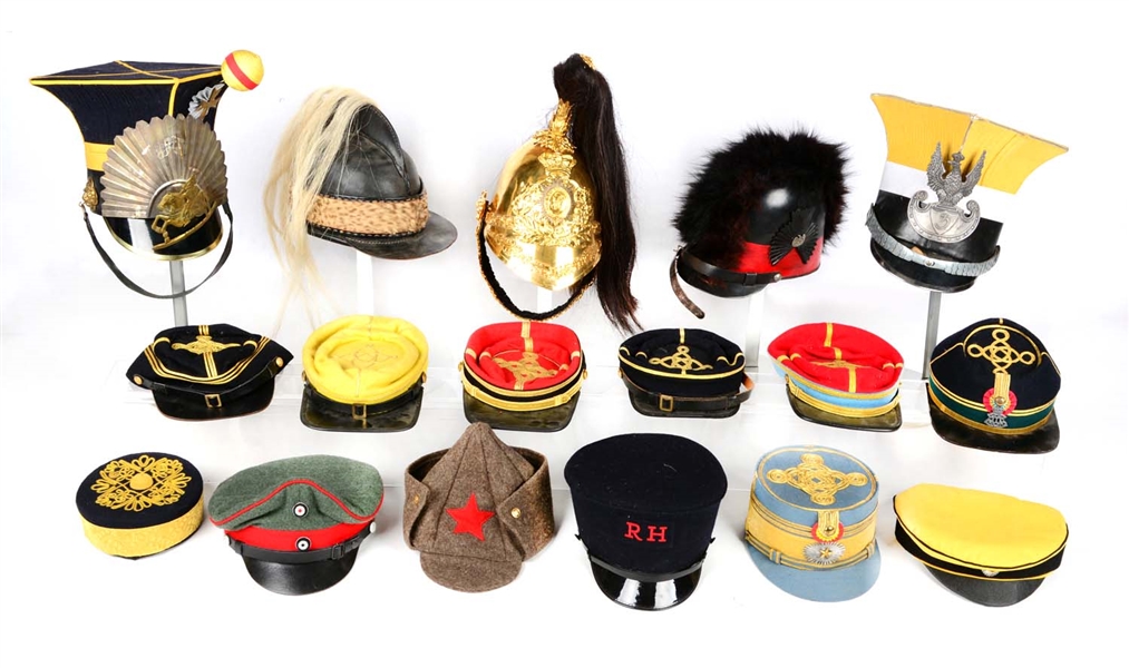LARGE LOT OF REPRODUCTION, COSTUME HATS & HEAD GEAR.