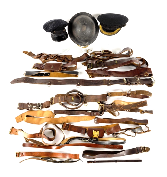 LARGE LOT OF 20TH CENTURY BELTS, HATS & ACCESSORIES. 