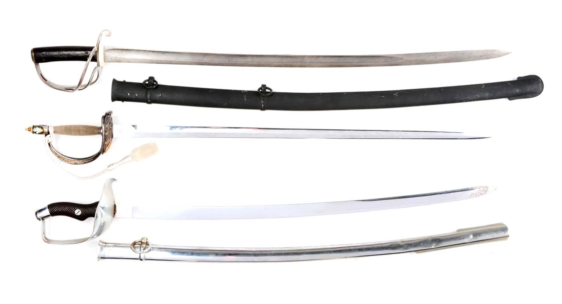 LOT OF 3: COLOMBIAN & TWO ENGLISH SWORDS. 