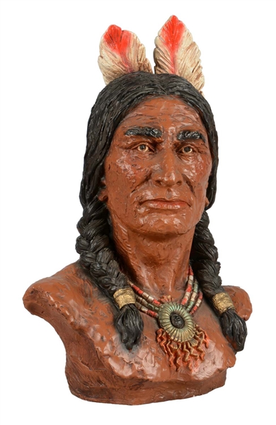 BUST OF NATIVE AMERICAN.
