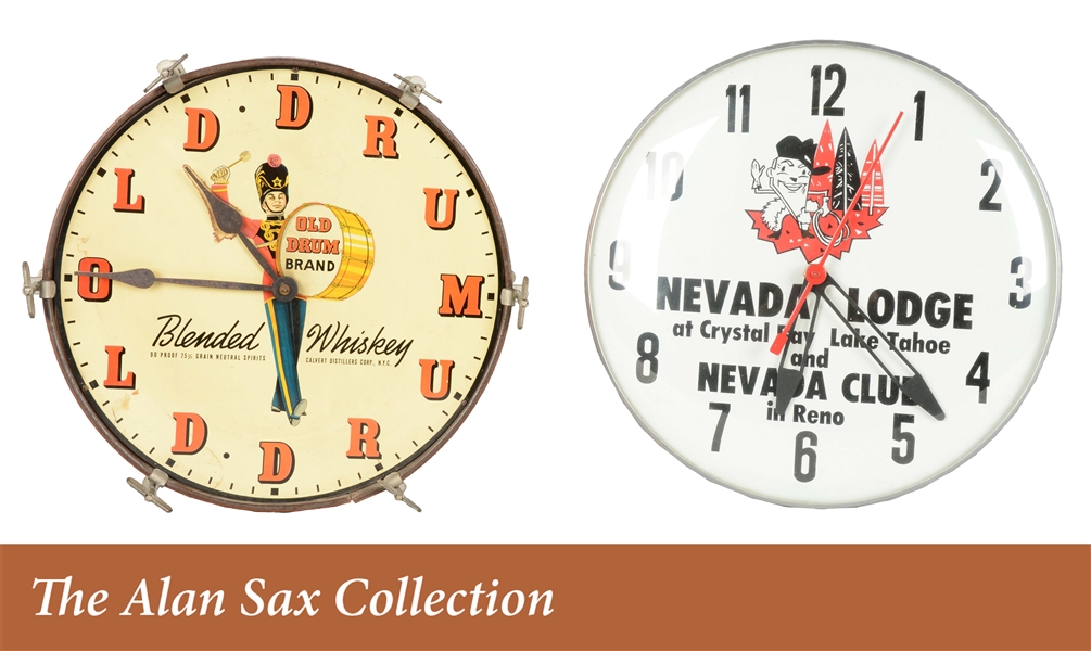 LOT OF 2: VINTAGE ADVERTISING CLOCKS. 