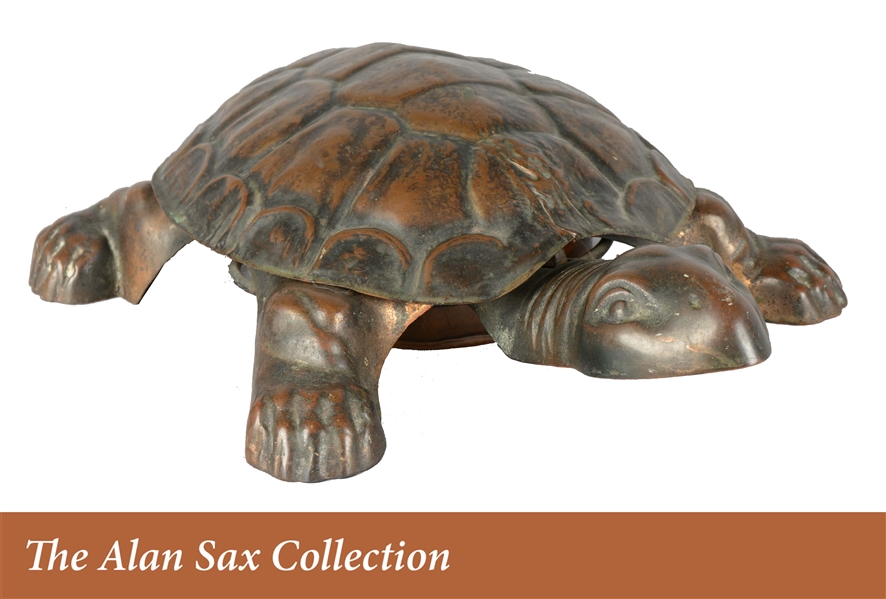 FIGURAL CAST IRON TURTLE SPITTOON.