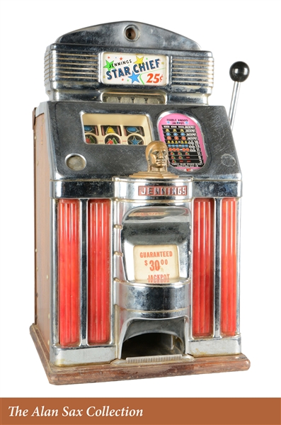 **25¢ JENNINGS STAR CHIEF SLOT MACHINE.