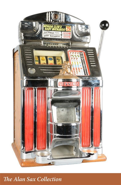 **25¢ JENNINGS NEVADA CLUBS BABY BUCKAROO SLOT MACHINE. 