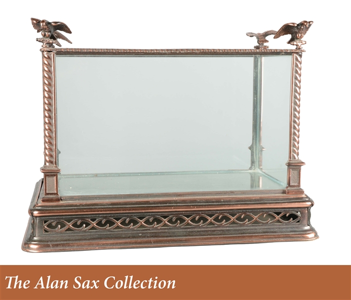 COPPER AND GLASS DISPLAY CASE. 