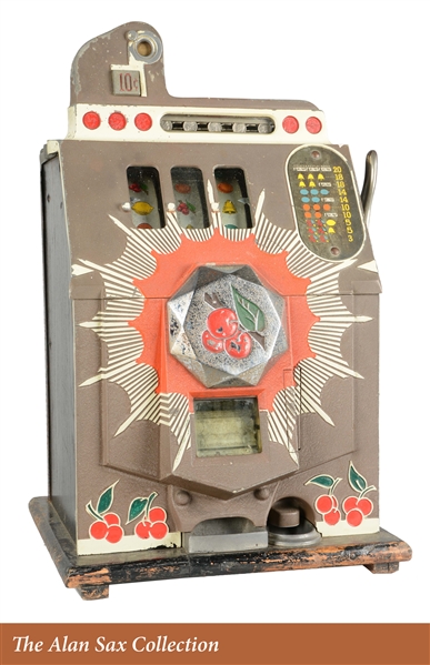 **10¢ MILLS BURSTING CHERRY SLOT MACHINE. 