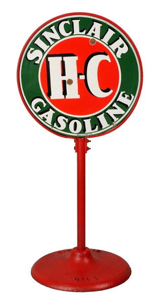SINCLAIR H-C GASOLINE PORCELAIN SIGN.