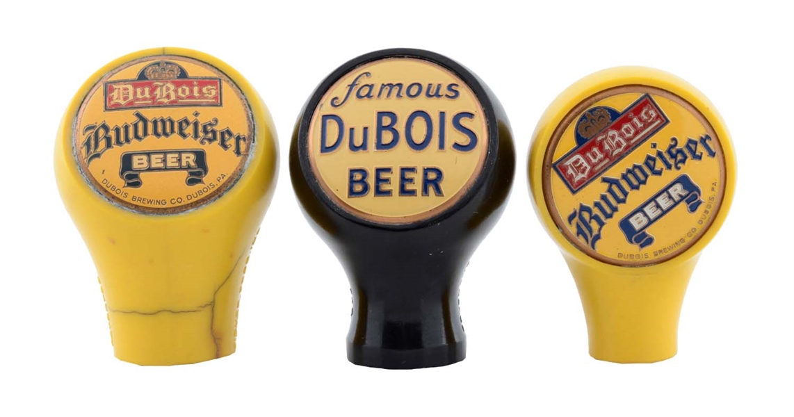 LOT OF 3: DUBOIS BEER TAP KNOBS. 
