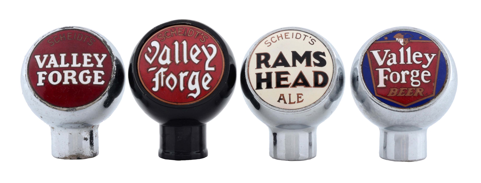 LOT OF 4: VALLEY FORGE BEER TAP KNOBS. 