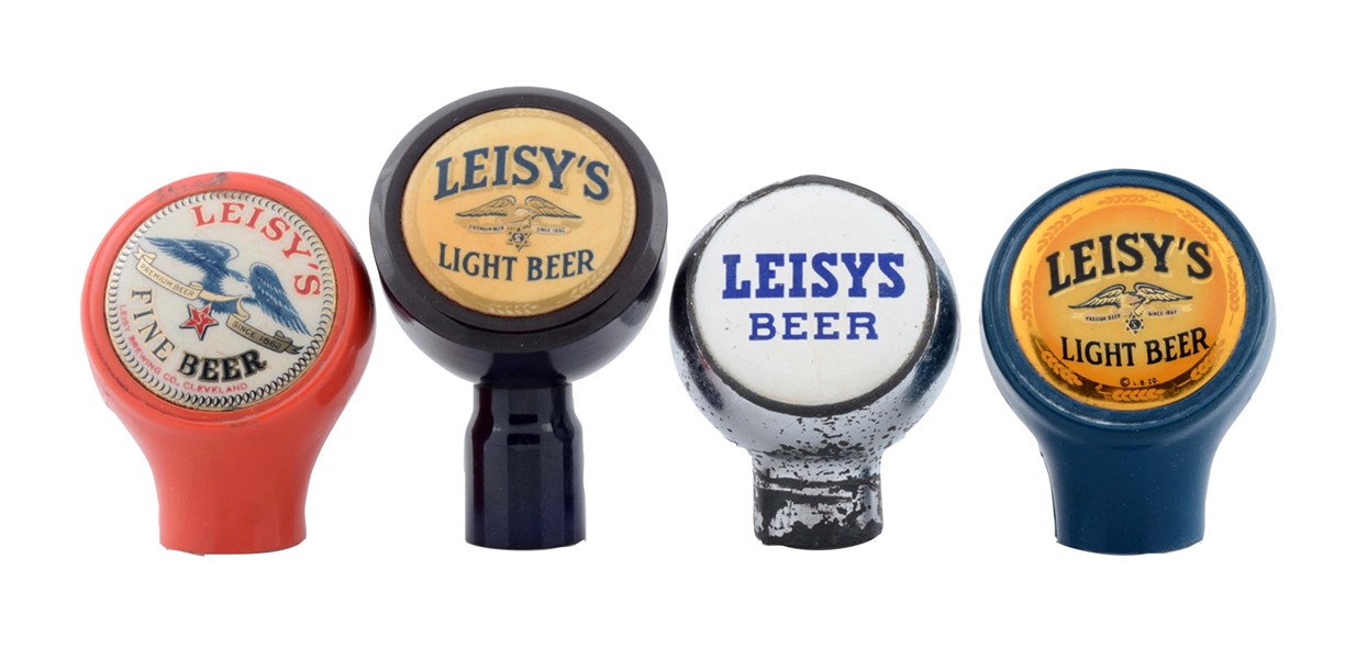 LOT OF 4: LEISYS BEER TAP KNOBS. 
