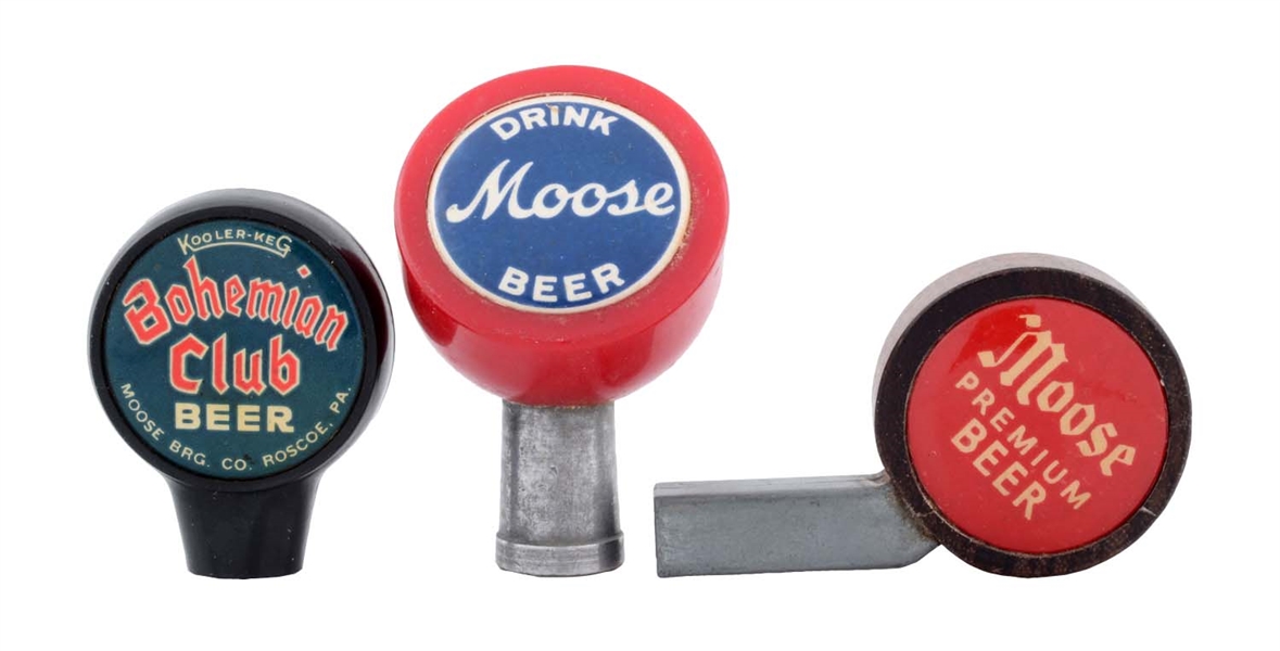 LOT OF 3: MOOSE BREWING CO. TAB KNOBS.
