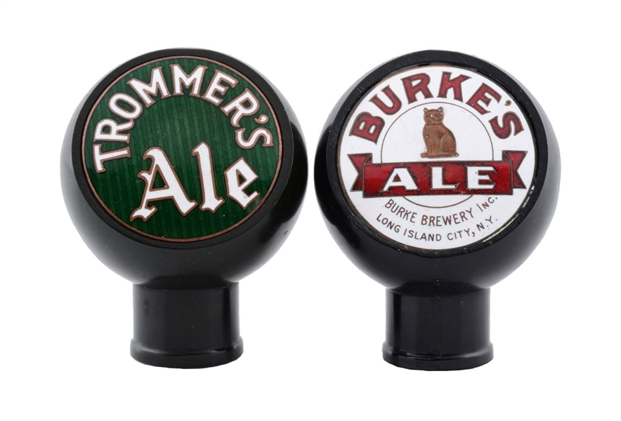 LOT OF 2: BURKES & TROMMERS ALE TAP KNOBS. 