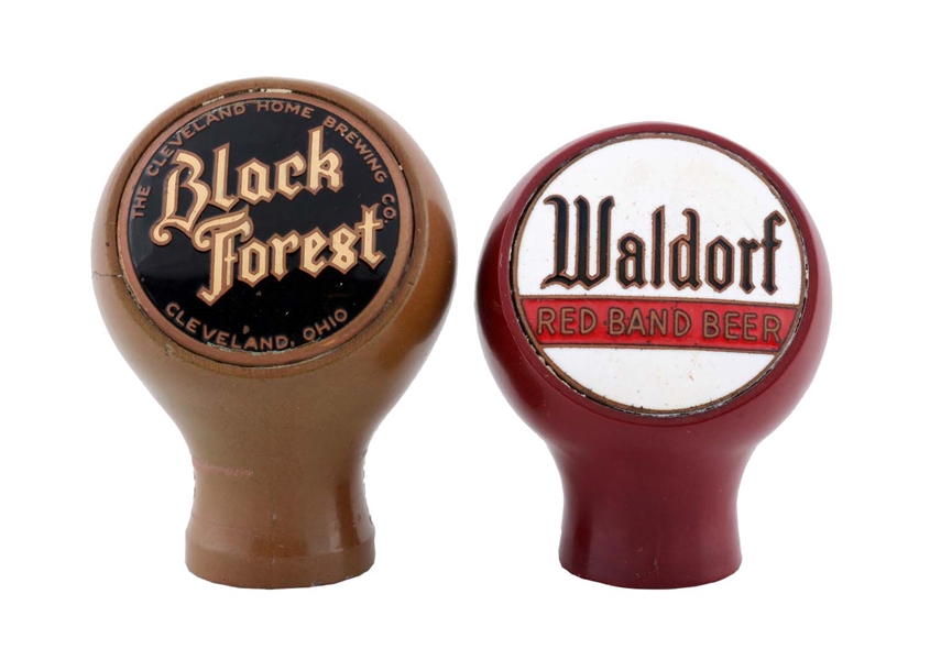 LOT OF 2: BLACK FOREST & WALDORF BEER TAP KNOBS.