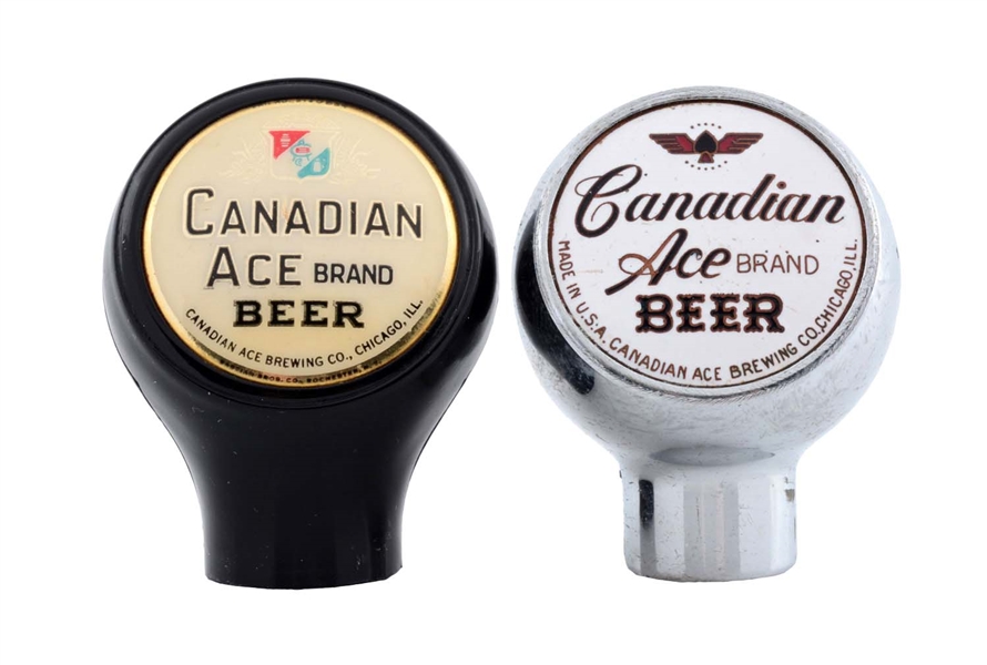 LOT OF 2: CANADIAN ACE BEER TAP KNOBS. 