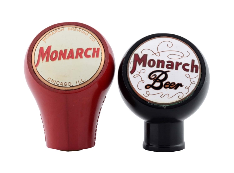 LOT OF 2: MONARCH BEER TAP KNOBS. 