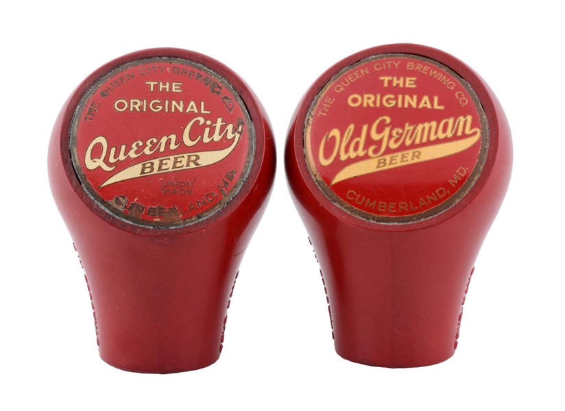 LOT OF 2: QUEEN CITY BREWERY TAP KNOBS.