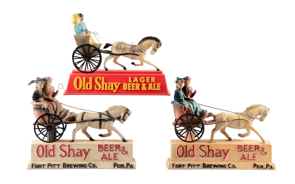 LOT OF 3: OLD SHAY BEER & ALE HORSE SIGNS.