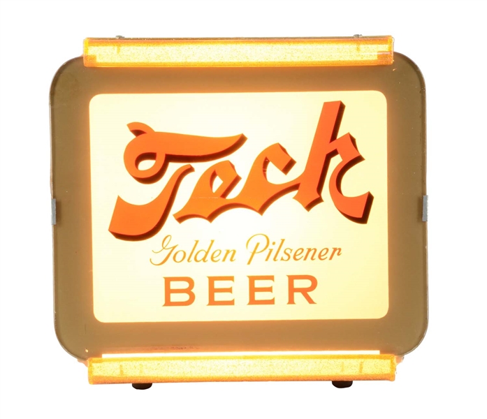 TECK GOLDEN PILSNER BEER REVERSE GLASS LIGHT UP SIGN.