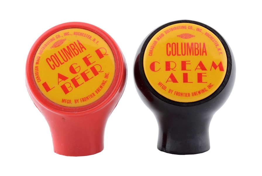 LOT OF 2: COLUMBIA BEER TAP KNOBS.