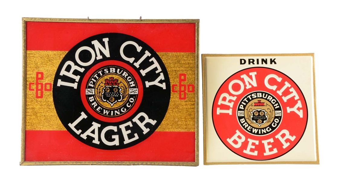 LOT OF 2: IRON CITY BEER SIGNS. 