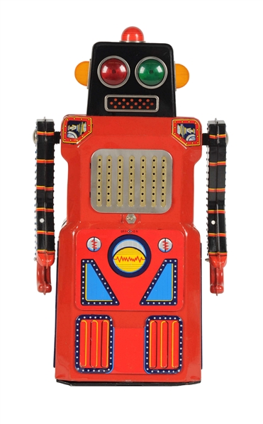 JAPANESE TIN LITHO BATTERY OPERATED GANG OF FIVE SONIC ROBOT.  