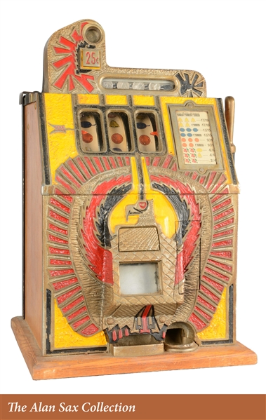 **REPRODUCTION 25¢ MILLS NOVELTY SILENT WAR EAGLE SLOT MACHINE.