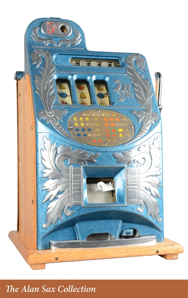 **5¢ MILLS EXTRA BELL "AITKENS FRONT" SLOT MACHINE. 