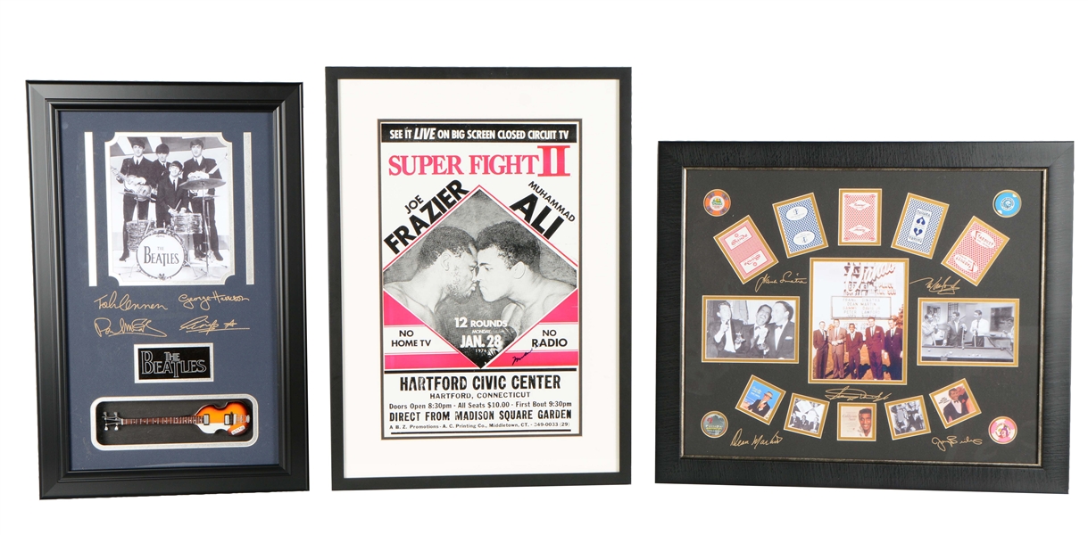 LOT OF 3: FRAMED MEMORABILIA. 