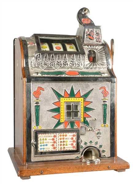 **10¢ MILLS NOVELTY CO. TORCH FRONT SLOT MACHINE.