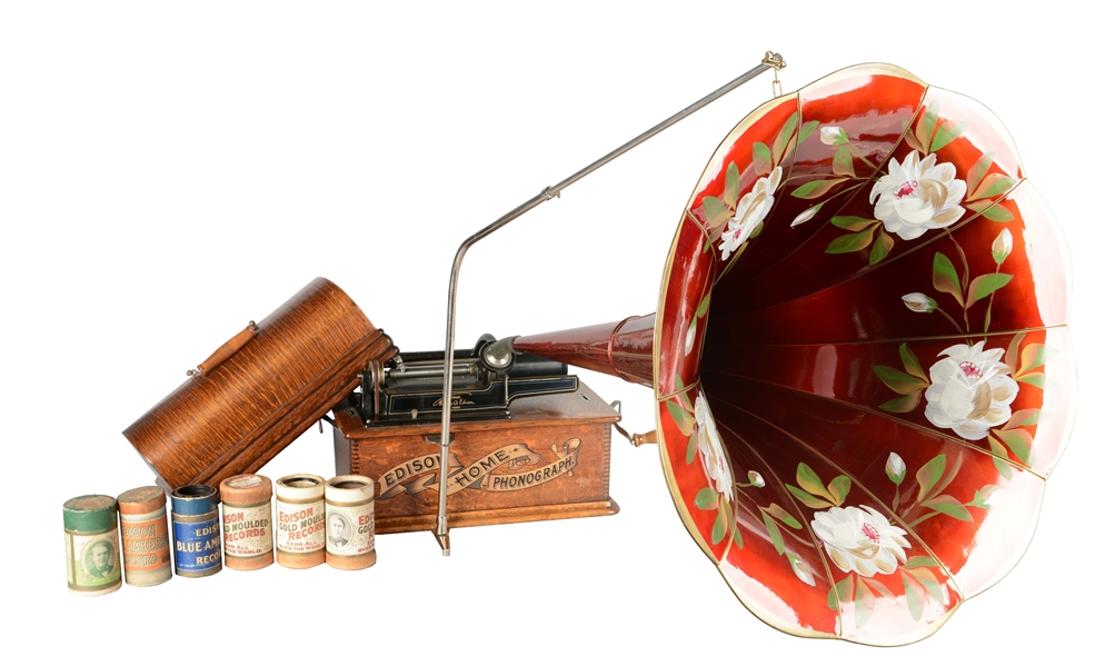 EDISON HOME PHONOGRAPH WITH FLOWER HORN. 