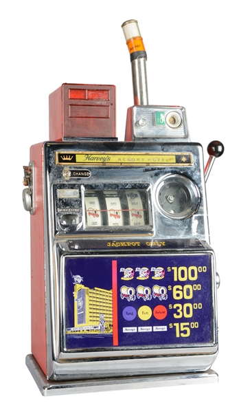 **10¢ ARISTOCRAT AUTOMATICS HARVEYS RESORT HOTEL SLOT MACHINE. 