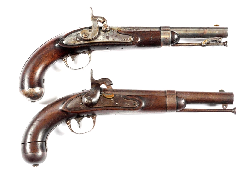 (A) LOT OF 2: WATERS & JOHNSON MODEL 1836 PERCUSSION PISTOLS.