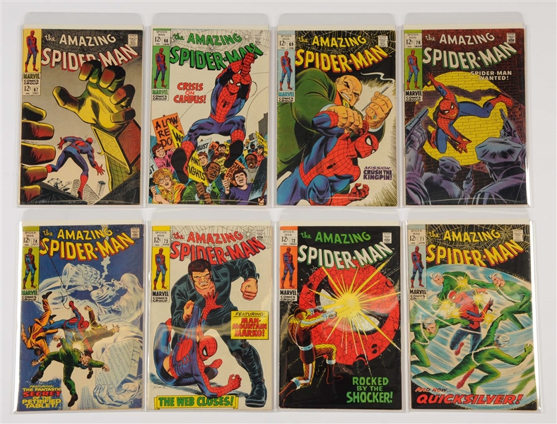 LOT OF 8: AMAZING SPIDER-MAN COMIC BOOKS #67 #68 #69 #70 #71 #72 #73 #74