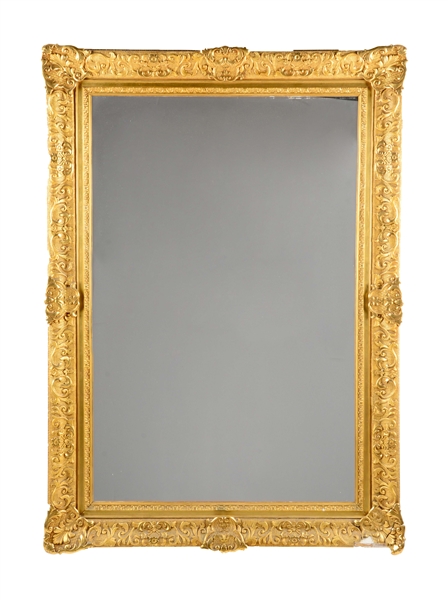 MAGNIFICENT GOLD GESSO FRAMED MIRROR.