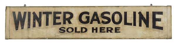 WINTER GASOLINE "SOLD HERE" WOODEN HAND PAINTED SIGN.
