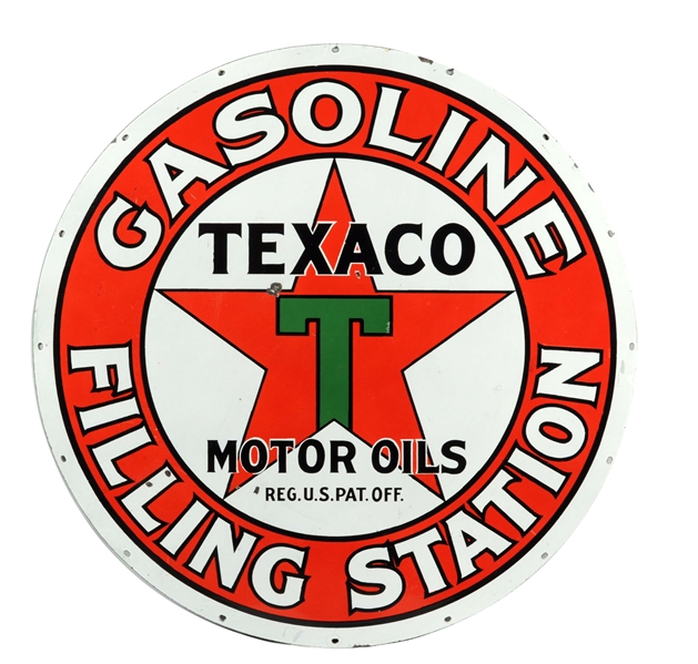 TEXACO GASOLINE FILLING STATION PORCELAIN SIGN.