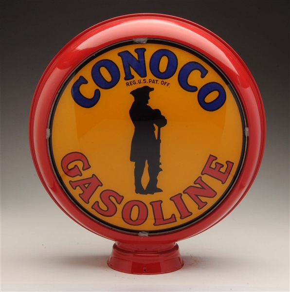 CONOCO GASOLINE 15" COMPLETE GLOBE FIRED LENSES.