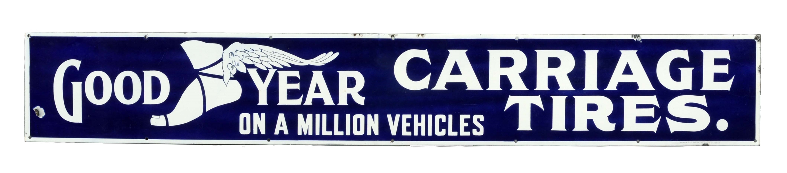 GOODYEAR CARRIAGE TIRES PORCELAIN STRIP SIGN.