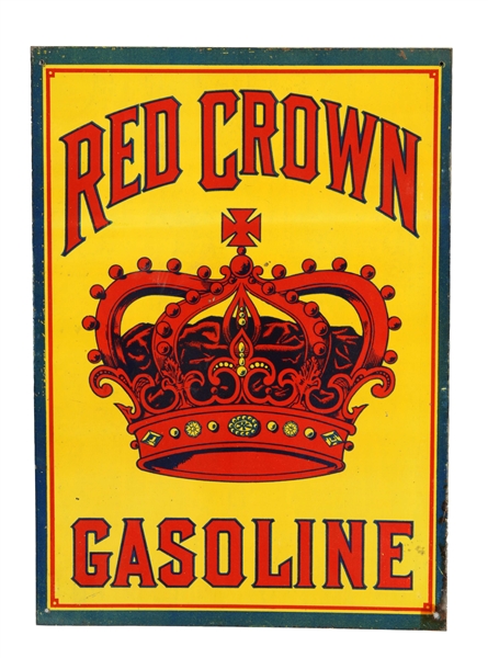 RED CROWN GASOLINE W/ CROWN GRPAHIC TIN SIGN. 