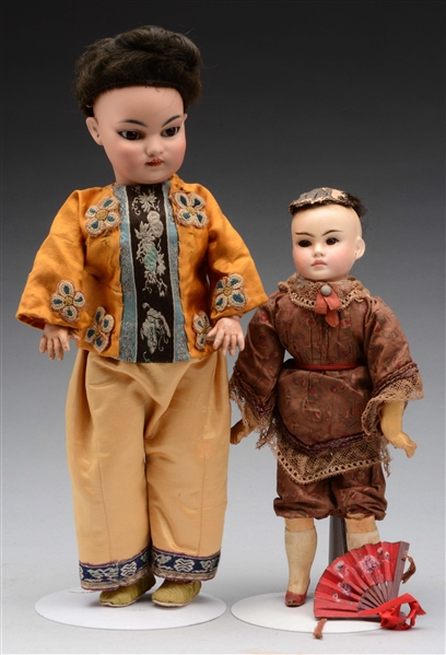 LOT OF 2: GERMAN BISQUE ORIENTAL DOLLS.