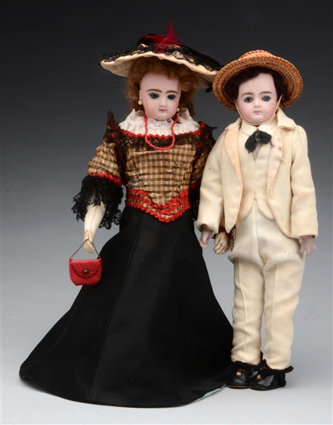 LOT OF 2: LADY & GENTLEMAN FASHION DOLLS.