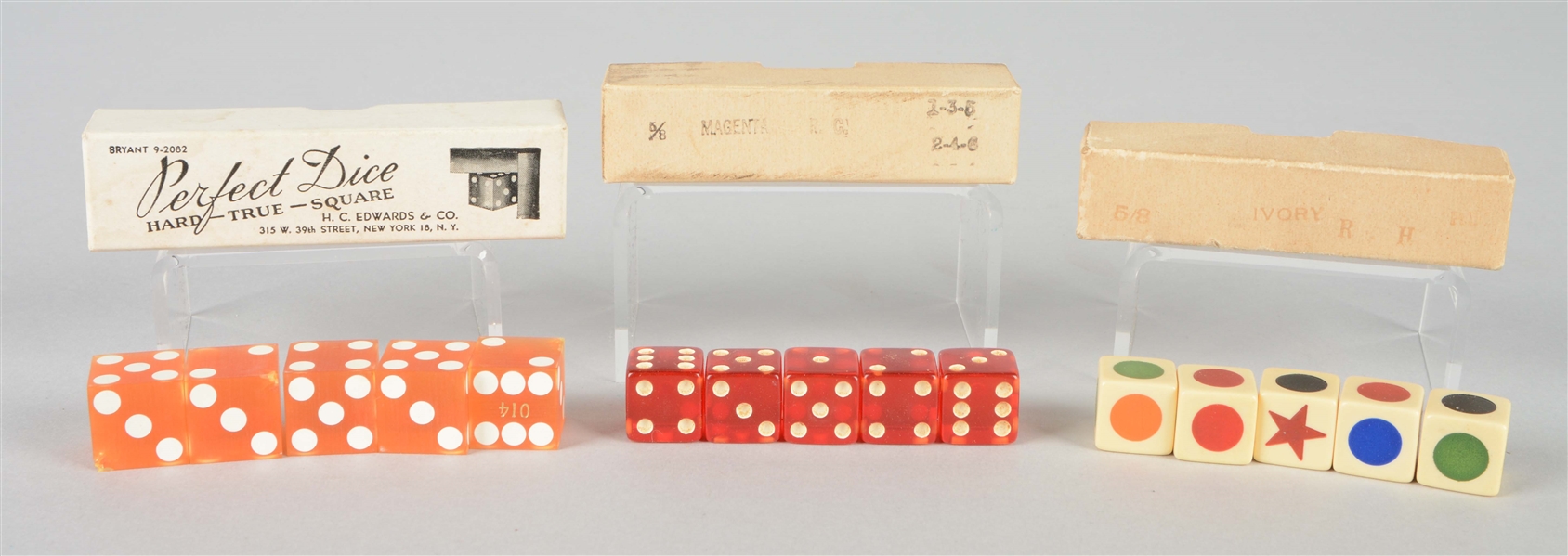 LOT OF 3: SETS OF DICE. 