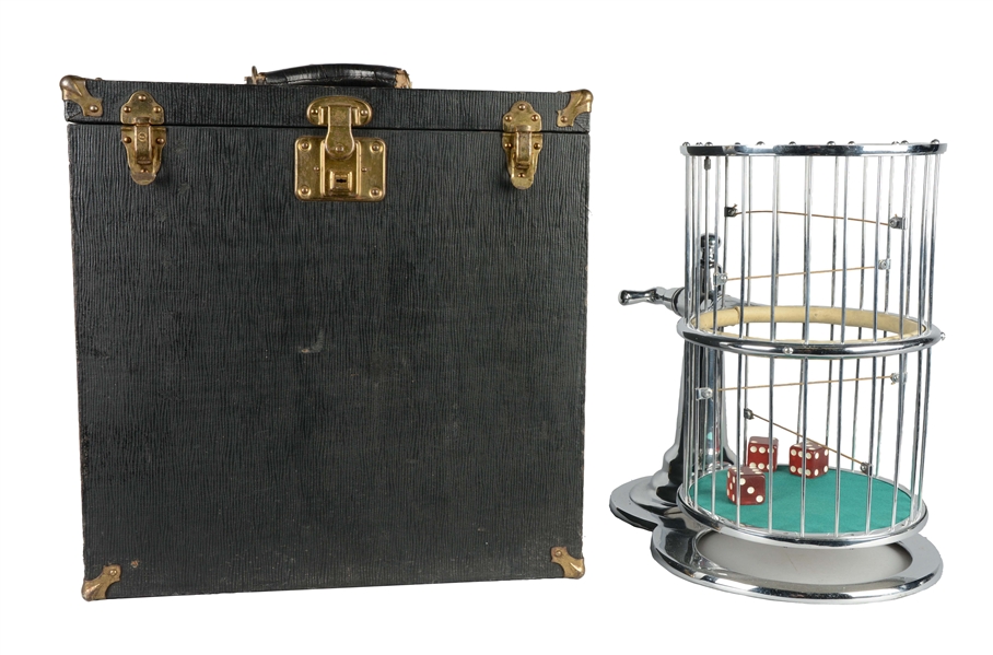 CHUCK-A-LUCK CAGE WITH ORIGINAL CASE. 