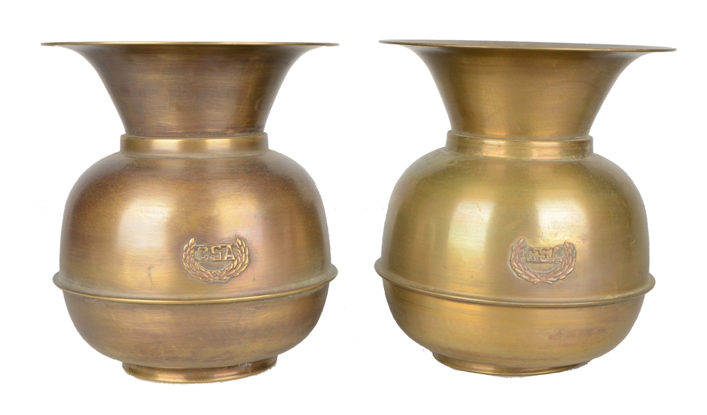 LOT OF 2: REPRODUCTION BRASS SPITTOONS.