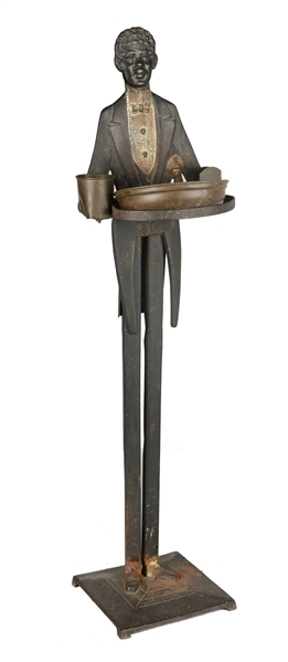 FIGURAL CAST IRON BUTLER SMOKING STAND.