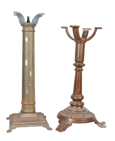 LOT OF 2: CAST IRON SLOT MACHINE STANDS.